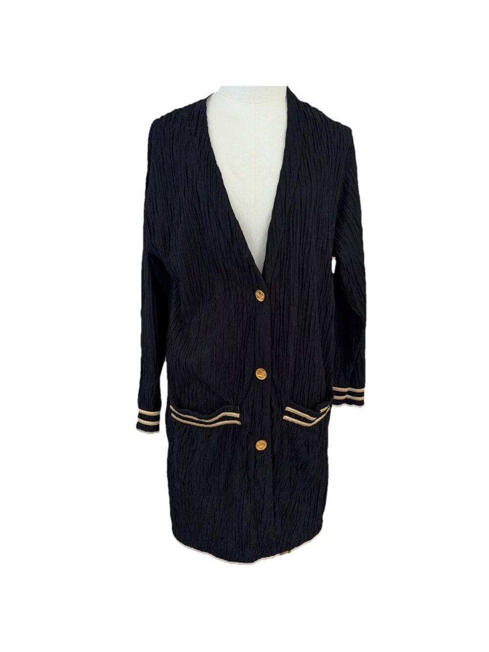 VTG 90s Robby Len Button Front Crinkle Cover Up Size M Stretch Nautical Sailor